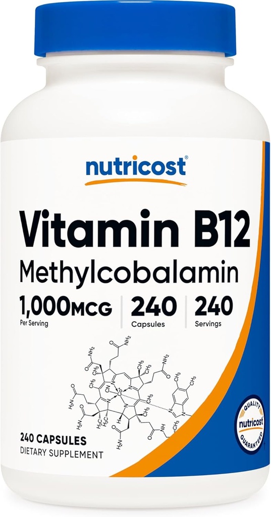 Nutricost Vitamina B12 (Methylcobalamin) 1000mcg, 240 cápsulas - Vegetariano, No GMO &amp; Gluten Free B12 Suplemento