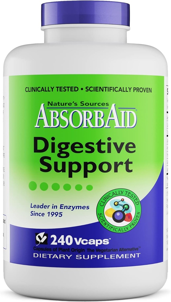 AbsorbAid Digestive Enzymes 240 vCaps, Proven to Increase Vital Nutrient Absorption by up to 71%