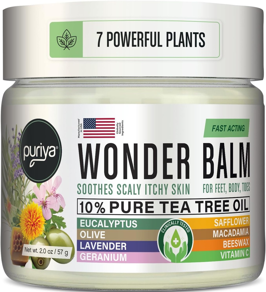 Tea Tree Oil Balm, Extra Strength, Pare Well with Jock Itch Cream, Spray, Athletes Foot, Ringworm Cream for Human, Rash Cream, Fast Acting for Dry, Itchy Skin, Plant Powered Wonder Balm
