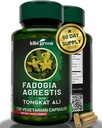 KIKI Green Fadogia Agrestis and Tongkat Ali Herbal Supplement - 1000mg Por Serving - 120 Vegan Capsules for Daily Boost and Vitality