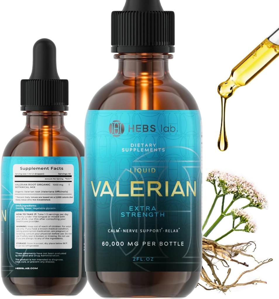 Extracto de la raíz de Valerian – Tintura de Slеp – Hecho en EE.UU. Herb Sleеp Suplemento - Valerian Root Drops 2 Fl Oz