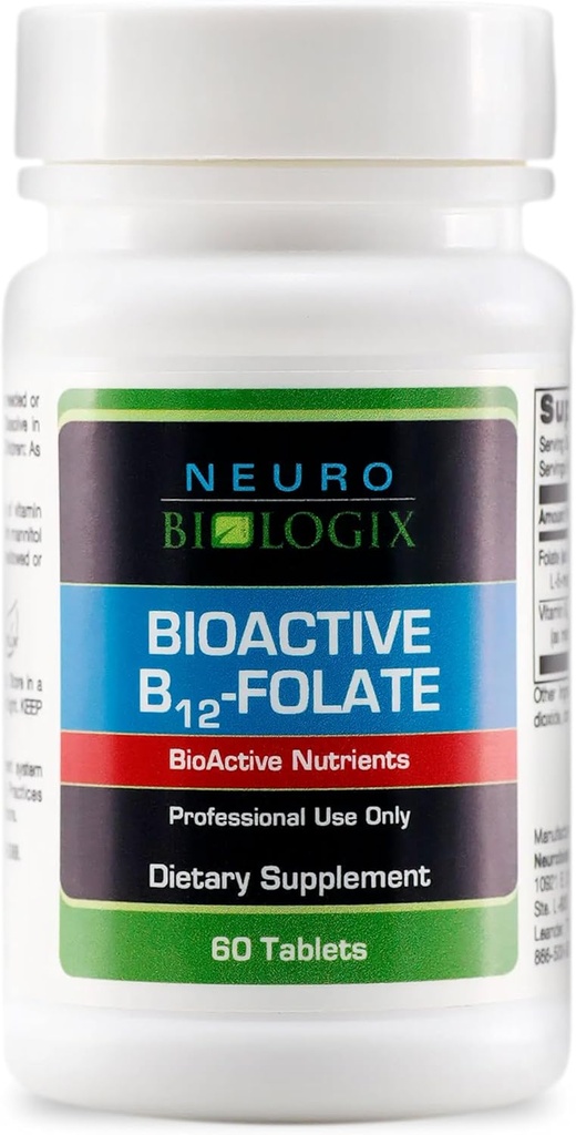 Folato B12 - Suplemento de Folato de Metilcobalamina para apoyar Funciones del Cuerpo Vital - Con B12 Bioavailable (Metilcobalamina) &amp; Folato (Metafolin® 5-MTHF) para la Absorción Mejorada - 60 Tabs