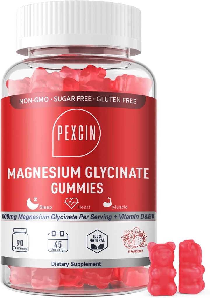 Magnesium Glycinate Gummies for Adults &amp; Kids, 1000mg High Absorption Magnesium Complex Supplement, Sugar Free with Potassium,Vitamins for Calm, Sleep Supprt, Stress Relief, 90 Counts