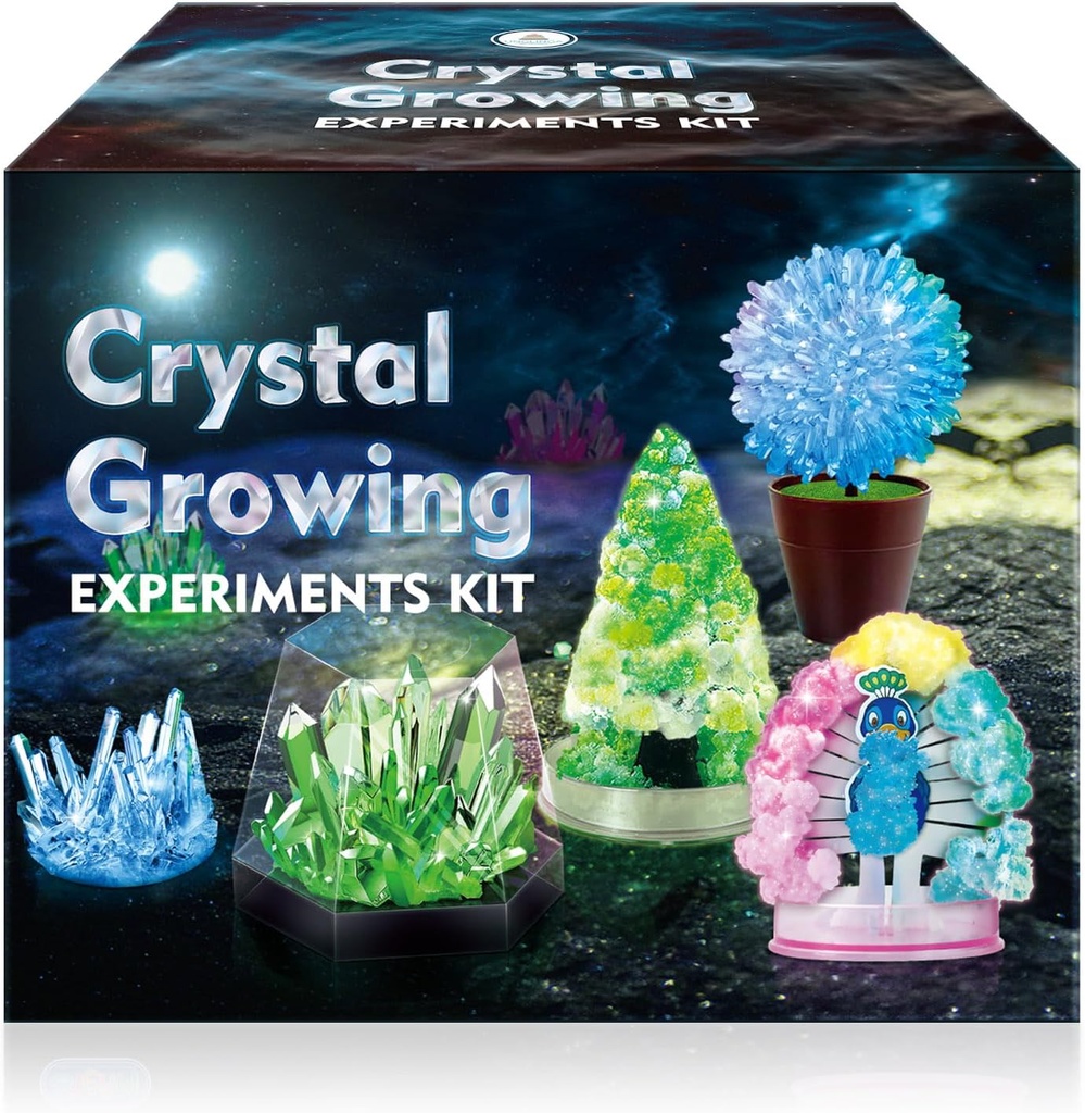 UNGLINGA Crystal Growing Experiment Science Kits for Kids, S.T.E.M Proyectos Learning Educational Toys Gifts Idea for Boys Girls, Grow 5 Vibrant Crystal Making Kit
