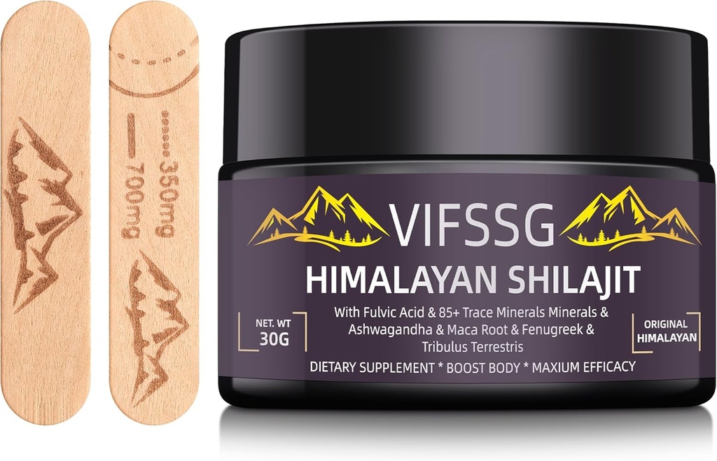 Shilajit Puro Himalaya Orgánica, 700 Mg Shilajit Suplemento, Shilajit Resin Orgánica, Gold Grade Nature Shilajit con 4 en-1 Complejo de Apoyo Energético, 30 Grams, 1 Pack