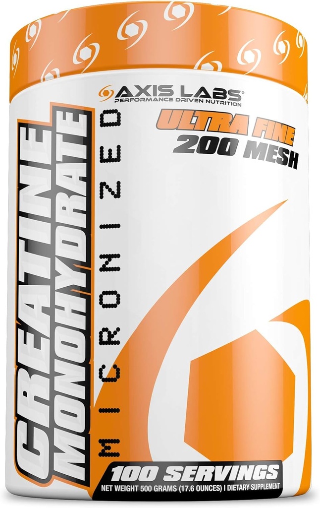 Laboratorios de Axis Monohidratos de Creatina Micronizados - Suplemento Mineral - 100 Servings - Enhances Strength - Boosts Crecimiento muscular - Aumenta el tamaño general