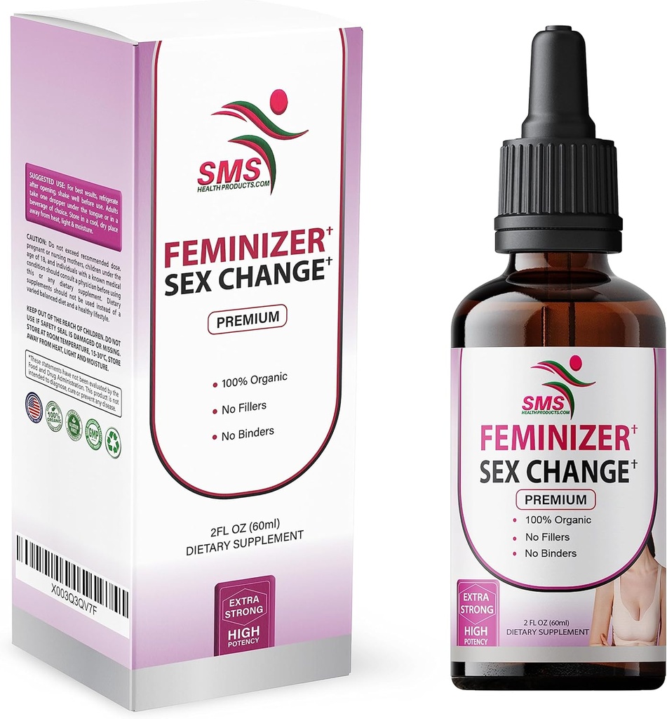 Feminizer by SMS, Pueraria Mirifica Drops for Estrogen ← Premium Grade ← Herbal Liquid Extract ← Non-GMO, Orgánica, Vegan, Alcohol Free Tincture ← 2 Fl Oz (60ml)