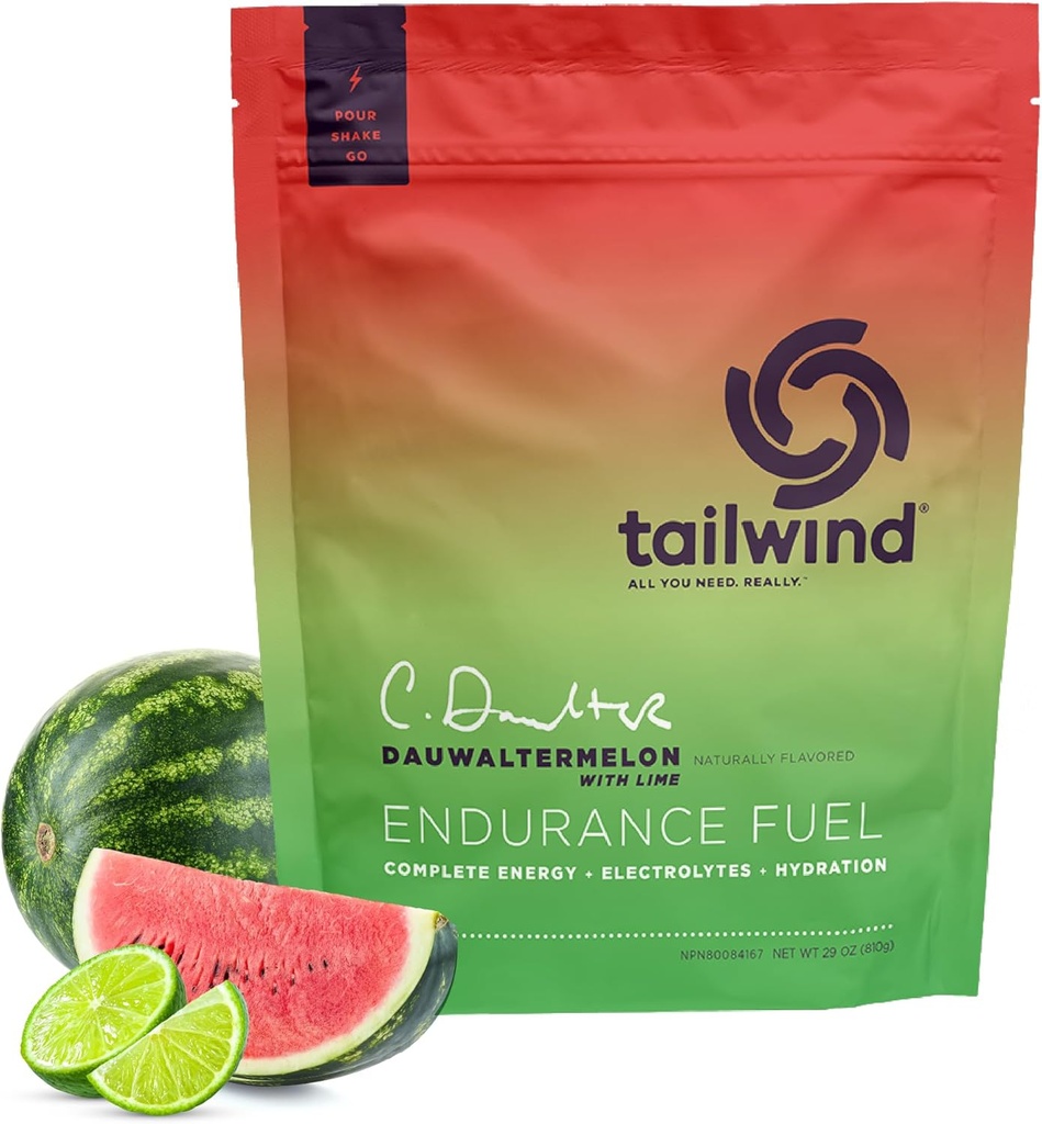 Tailwind Nutrition Endurance Fuel, Carbohydrate &amp; Electrolyte Sports Drink Mix Powder, Gluten-Free, Vegan, Dauwaltermelon, 30 Servings