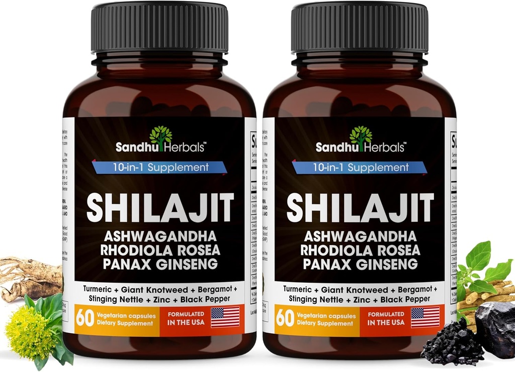 Shilajit Pure Himalayan for Men ' Women ← 120 Capsules with Ashwagandha TEN High Potency and Energy Supplement TEN Better Absorption than Gummies ← For Extra Power and Stamina ANTE Combo with Sea Mos