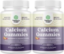 Naturalezas Artesanía Alta Absorción Calcio Gummies con Vitamina D3 - Delicioso Calcio Gummies para Adultos - Chewable y Vitamina D Suplemento para la Salud de Huesos y Apoyo Inmunitario Gelatin-Free 60ct (2 Pack)