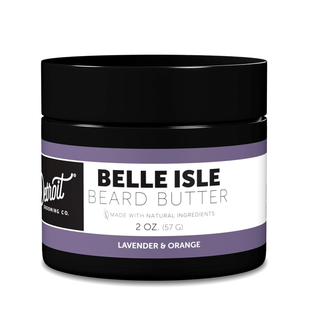 Detroit Grooming Co. Butter de barba para hombres Silencioso suave, Thickens & hidratos con aceite de girasol " Mantequilla de mandioca  durable Belle Isle Scent, 2oz