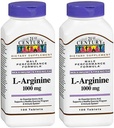 21st Century L-Arginine 1000mg, Maximum Strength 100 ea (Pack of 2)