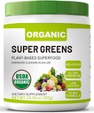 Organic Super Green Superfood Powder with Spirulina & Chlorella for Gut Health, Supports Immunity, Digestive Health, Natural Energy, Probiotic, Antioxidant, Digestive Enzymes, (300grs)