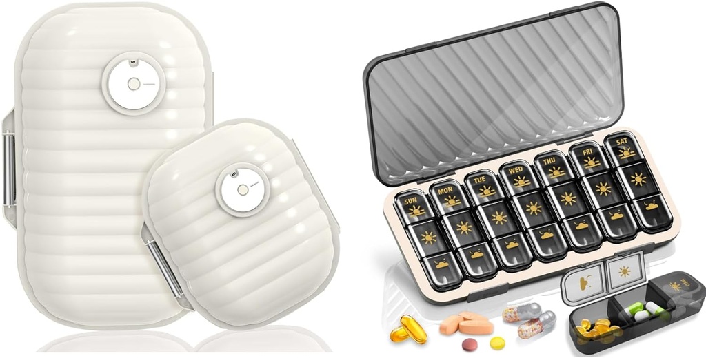 Weekly Pill Organizer, Travel Pill Organizer, Large Travel Pill Box 7 Day, Am Pm Three Daily Pill Case with Removable Medicine Container