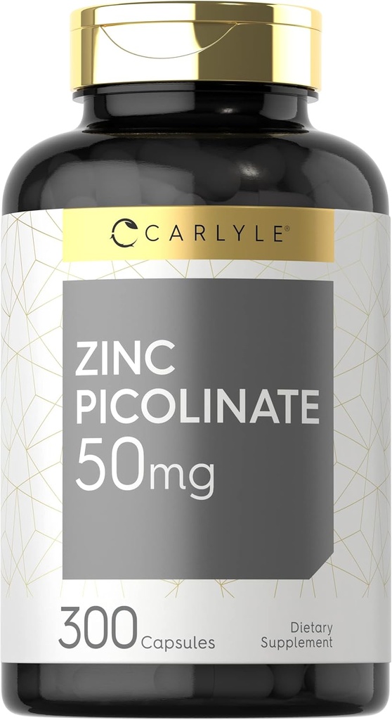 Carlyle Zinc Picolinate 50mg  300 Capsules ← Non-GMO and Gluten Free Supplement