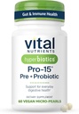 Hiperbióticos Nutrientes Vitales Pro-15 Prebióticos y Probióticos para Mujeres y Hombres Silenciosos 15 Ciencia Estrados respaldan Constipación Ocasional, Diarrea, Gas &amp; Bloating Silencioso 60 Vegan Time Release Pearls