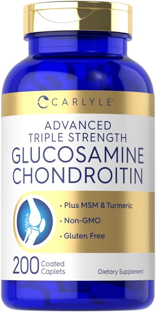 Carlyle Glucosamine Chondroitin MSM Turmeric | 4050 mg | 200 Count | Advanced Triple Strength Supplement | Non-GMO & Gluten Free