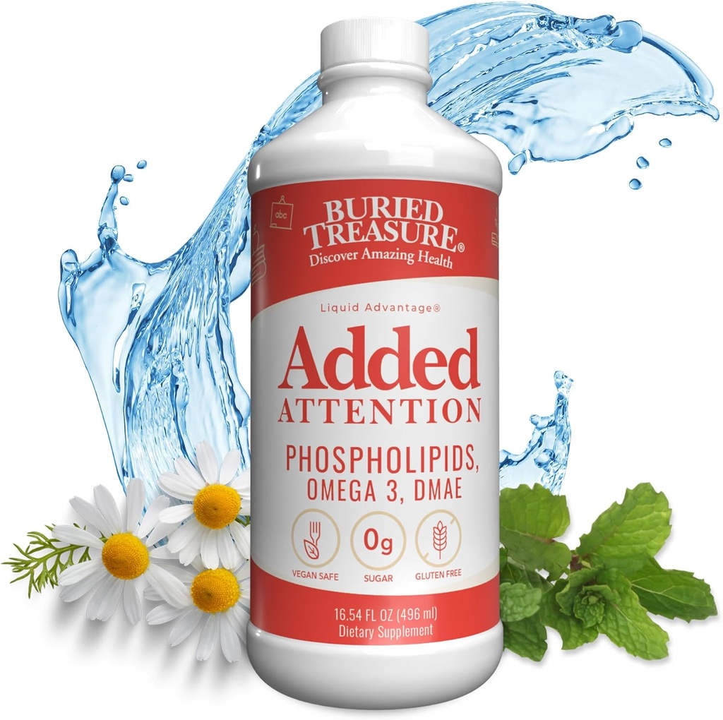 Tesoro enterrado - atención agregada - Aprendizaje infantil con GABA DHA Vitamina B y Herbal Blend - Ayuda Funciones cerebrales saludables - Mejora de la memoria auditoria de corto plazo enfoque " Comportamiento 16.54 oz