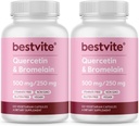 BESTVITE Quercetin with Bromelain 500mg/250mg (240 Vegetarian Capsules) (120 x 2) - No Stearates - No Silicon Dioxide - Vegan - Non GMO - Gluten Free