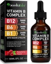 Vitamina B12 Liquid Drops - Vitamina Orgánica B12 Sublingual Drops - Vitamina Orgánica B-Complex B5 Ácido Pantoténico - Vegan B12 Sublingual 5000 mcg con Vitamina B6, Liquid B12 Metilcobalamina Supports