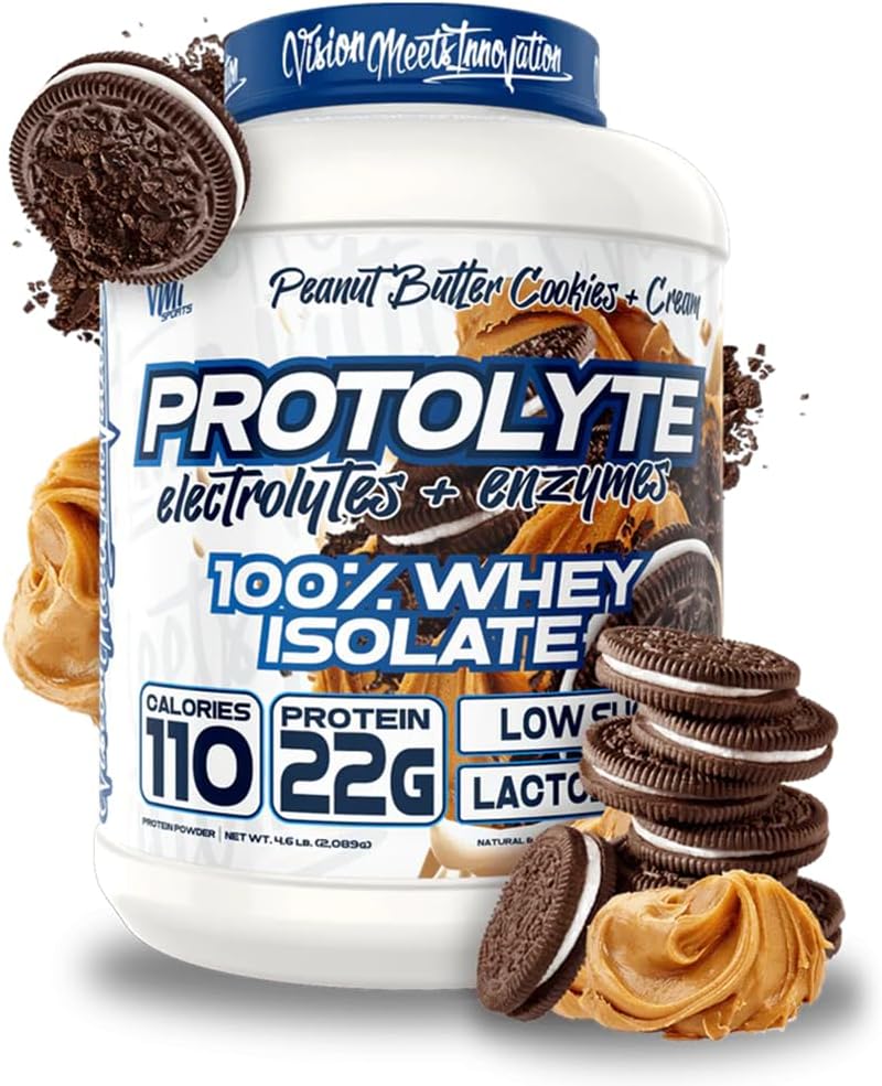VMI Sports ← ProtoLyte Whey Isolate Protein Powder ← Baja Calorie Whey for Weight Loss and Muscle Gain ← Enzymes Digestive ← Non-GMO (4.6 lb, Peanut Butter Cookies y Crema)