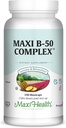 Maxi Health Stress Relief Vitamin B Complex for Women and Men, Vitamin B6, B12, Biotin, Inositol, Folate, Vegan, Gluten &amp; Soy &amp; Milk Free, Kosher, Unflavored, 100 Count