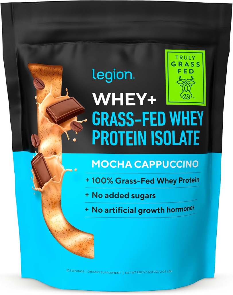 LEGION Whey+ Protein Whey Isolate from Grass Fed Cows - Whey Protein Isolate Powder Low Calorie, Non-GMO, Sugar Free, Lactose and Gluten Free, All Natural Protein Powder for Men &amp; Women 30 Servings