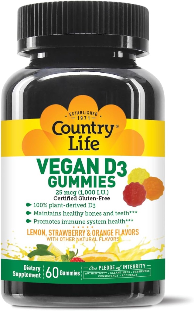 COUNTRY LIFE Vegan D3 Gummies, 60 Conde