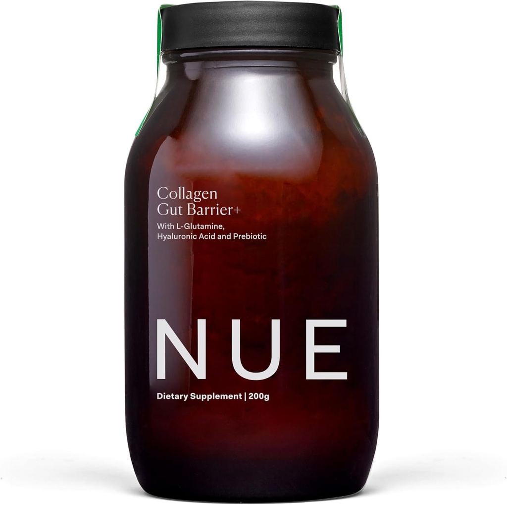 El Nue Co. Collagen Gut Barrier+, Suplemento dietético, ácido hialurónico y prebiótico, apoya la salud de la piel, 200 gramos