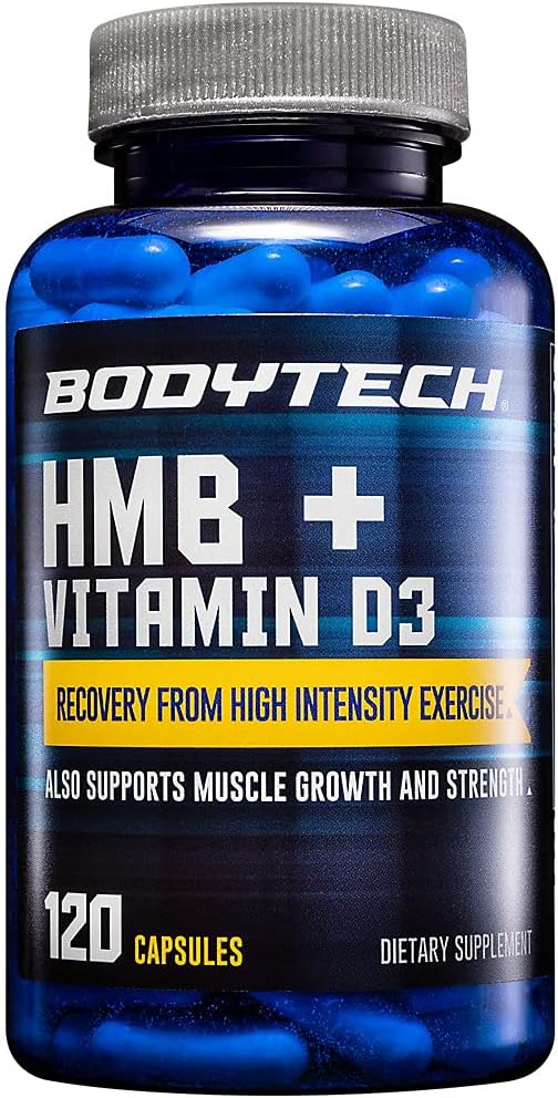 BODYTECH HMB + vitamina D3 - Apoya el crecimiento muscular y la fuerza (120 cápsulas vegetales)