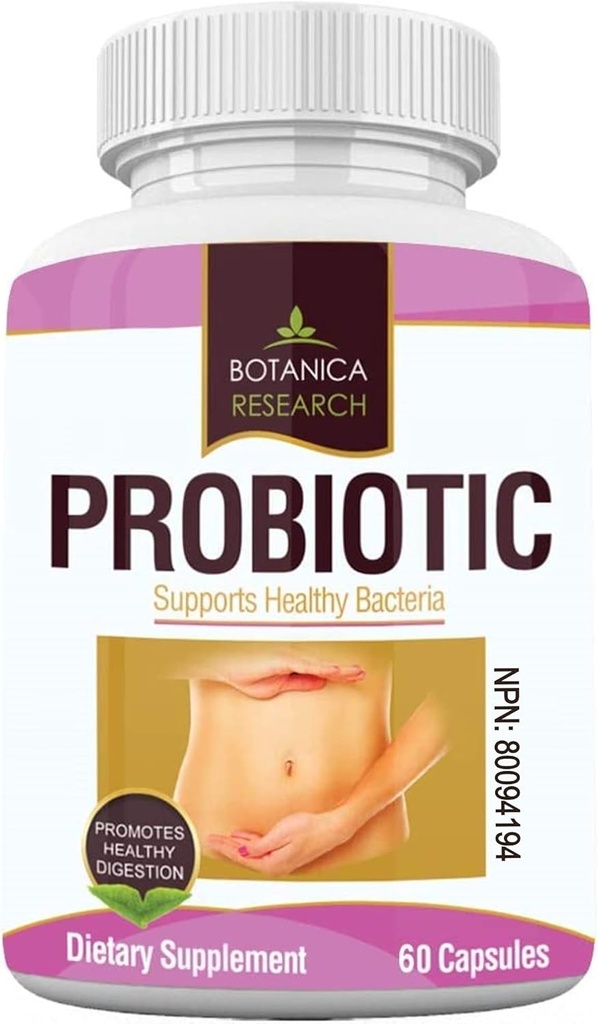 Probióticos All Natural Health Supplement for Women and Men with Lactic Acid Bacteria for Gut, Yeast Support 60 Oral Flora Capsules for Daily Use. Made in America by Botanica Research