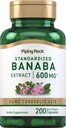 Piping Rock Banaba Leaf Extract Capsules | 600mg | 200 Pills | Standardized Herbal Supplement | with Corosolic Acid | Non-GMO, Gluten Free