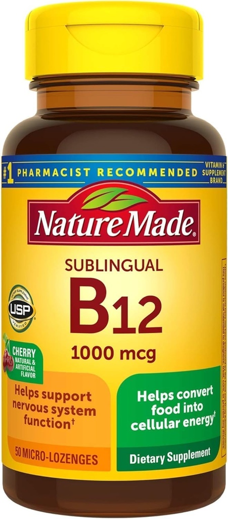 Nature Made Vitamina B-12 1000 MCG Sublingual, 50 Cuenta (Pack of 3)
