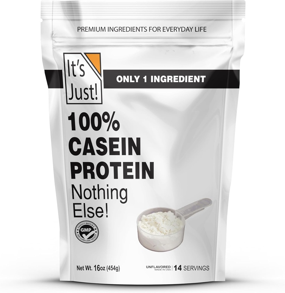 ¡Es sólo! - 100% Casein Protein Powder, Made in USA, One Ingredient, Slow Burning, Time Release (1 Pound (Pack of 1), Unflavored)