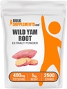 BulkSupplements.com Extract Powder Wild Yam - de Root, Suplemento Herbal, Suplemento Wild Yam - Gluten Free, 400mg por Serving, 1kg (2.2 lbs) (Pack of 1)