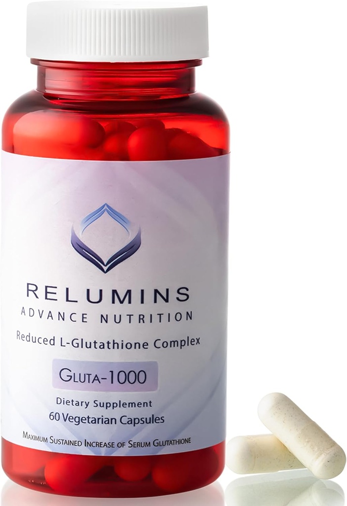 Relumins L Glutathione Suplemento Complejo - Reducido Glutathione 1000mg con ácido lipoico alfa &amp; Rose HIPS Capsules for Nourished " Smoother Skin, Made in USA - 60 caps