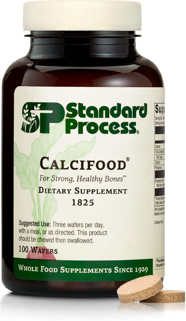 Proceso estándar Calcifood - Suplemento de Calcio para la Ausorción de Bone Strength &amp; Calcium - Soporte de Salud de Hueso para Hombres Mujer - Non-Dairy & No Soy - 100 Wafers