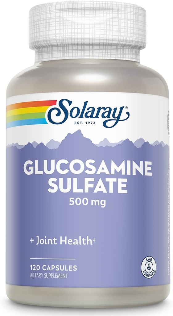SOLARAY Glucosamine Sulfate 500 mg TENIDO Flexibilidad Conjunta Saludable & Resiliency Support (60 Serv, 120 CT)