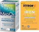 Suplemento de hierro de alta potencia Vitron-C, 60ct y Mag-Ox 400 Suplemento mineral de magnesio 60ct