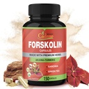 Ecológico Cadane Forskolin Suplemento Capsules - 5in1 Concentrado con Turmeric Curcumin, Arjuna, Garcinia Cambogia y Té Verde - 150 cápsulas para 5 meses de suministro
