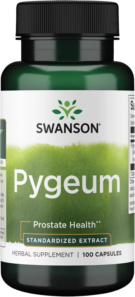 Swanson Pygeum - Suplemento Herbal Promoción de la Salud de la próstata masculina, la vejiga y el apoyo a la salud urinaria - Mens Health Supplement - (100 cápsulas, 125 mg cada uno)