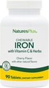 NaturalezasPlus Hierro Chewable, Cereza - 90 Tabletas, Pack de 2 - Soportes Sangre Saludable &amp; Producción de Energía Natural - Suplemento de Alta Potencia con Vitamina C &amp; Herbs - 180 Servimientos Totales