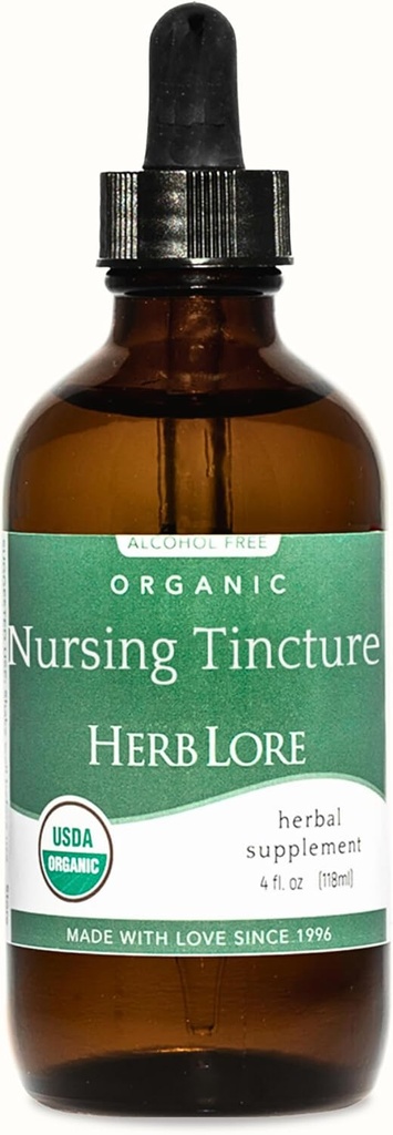 Herb Lore Organic Nursing Tincture – Liquid Lactation Support Drops to Increase Breast Milk Supply with Moringa and Fennel – Fenugreek-Free Breastfeeding Supplement (4 fl oz)