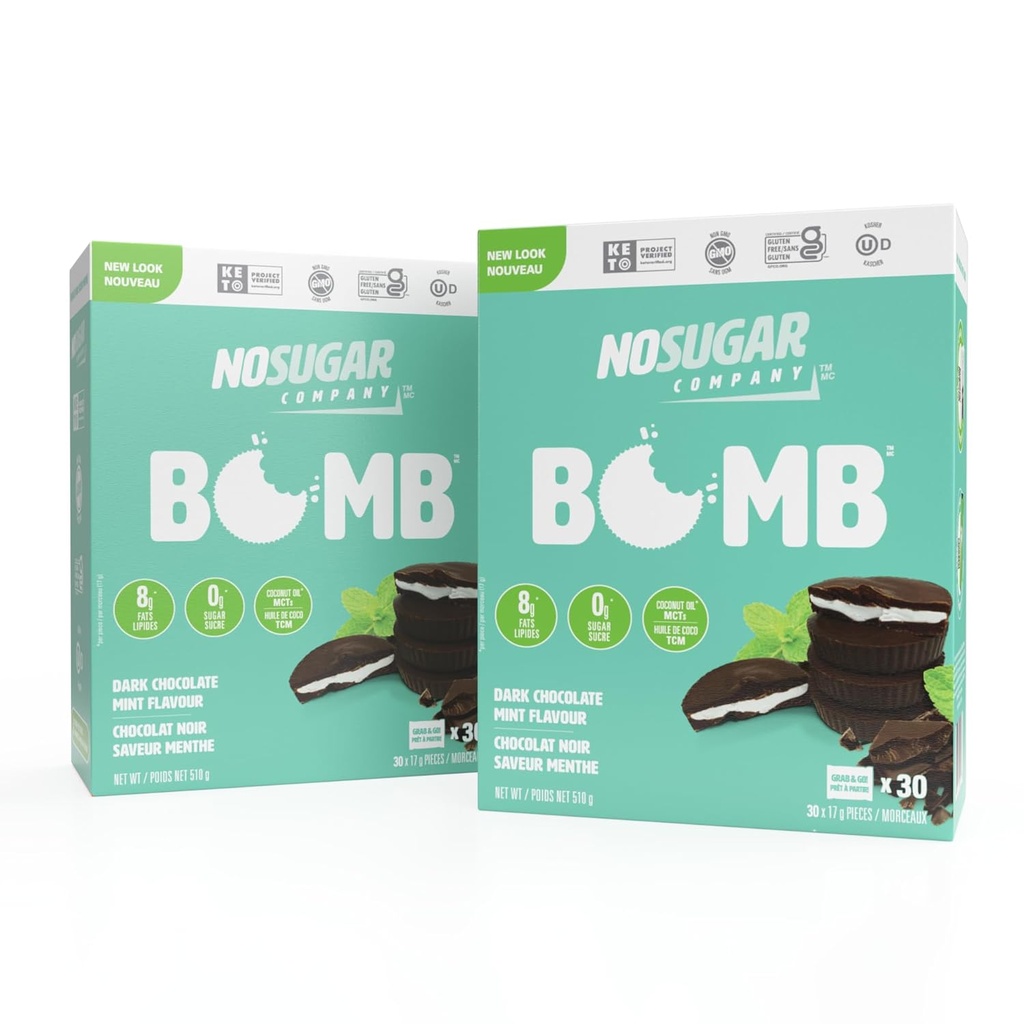 No Sugar Keto Cups, Chocolate Mint, 60 Copas - Tratamiento seguro diabético, Low Net Carb (1g), Sugar Free (0g) Keto Fat Bomb Snacks with 7g Healthy Fat - Gluten Free, All Natural, Non-GMO