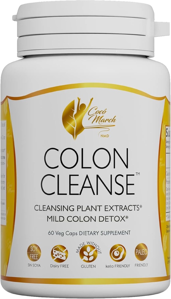 Cocó March N.M.D Colon Cleanse - Suplemento dietético, Extractos de plantas de limpieza, Mild Colon Cleanse - Gluten Free, Dairy Free, Keto Friendly, Paleo Friendly, 60 Veg Caps - 15 Servimientos
