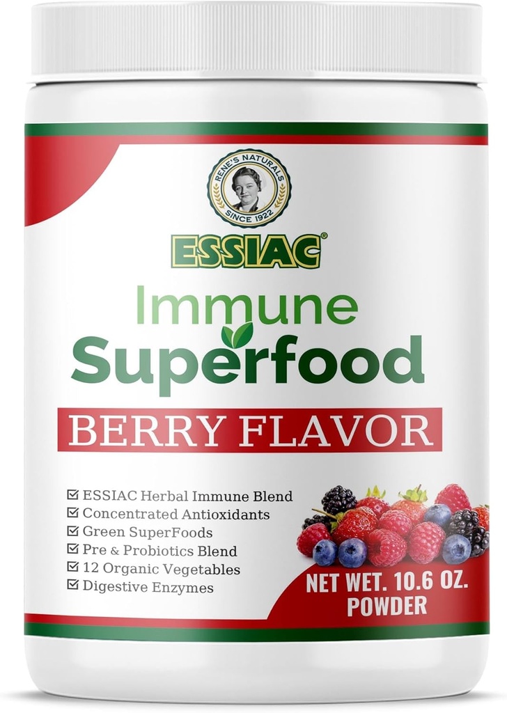 SuperFood Essiac para Immune Support 10.6 oz TEN 12 Verdes Orgánicas, Antioxidantes Concentrados, Pre y Probióticos TEN Vegan, Dairy Free, Gluten Free durable Non-GMO, No Añadido Sugar