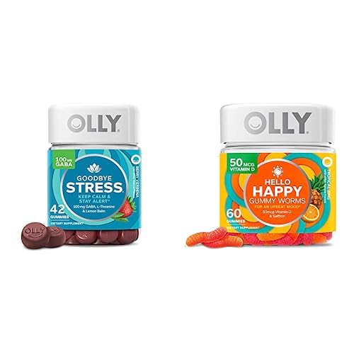 OLLY Adiós Stress y Hello Happy Gummy Starter Pack Bundle, Keep Calm, Mood Support, 42 y 60 Conde