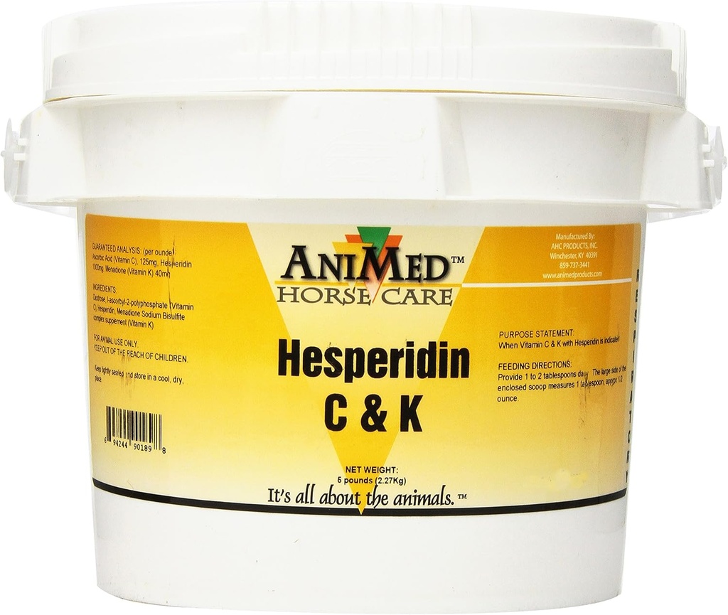 AniMed Vitamina C y K con Hesperidina Suplemento para Caballos, 5 libras