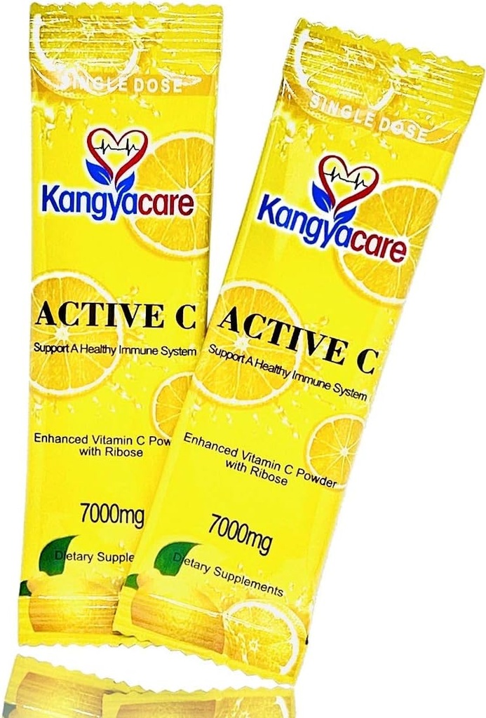 Kangyacare] Active C -20 Packets -Single Dose -7000mg -Extra High Potency Vitamin C Powder - Apoyo Inmune &amp; Protección Antioxidante - Ausorción mejorada, pH neutro