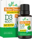 Carlyle Baby Vitamin D3 Liquid Drops TEN 400 UI TENIDO .31oz (9.2 mL) 1 Year Supply (365 Servings) ANTE Vegetarian, Non-GMO, y Gluten Free by Lil' Sprouts